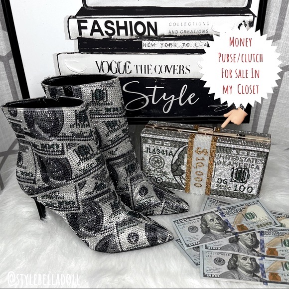 🆕 All About The Benjamins Money 💴 Bling Rhinestone Booties Boots - Picture 17 of 17